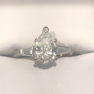 2.71ct diamond and platinum 3 stone bridal ring